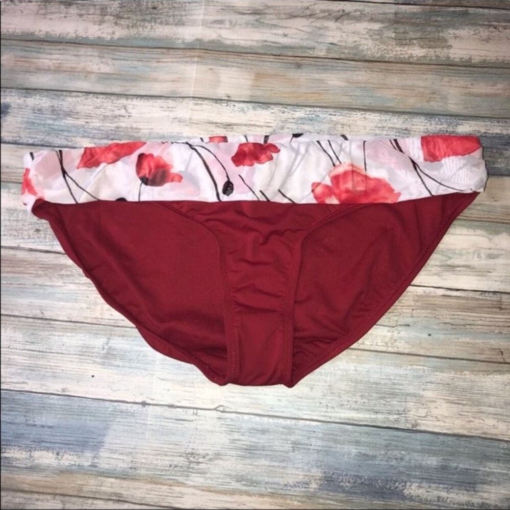Jantzen Red Floral Bikini Bottoms Size 14